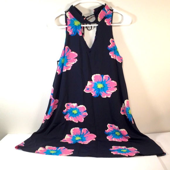 Gilli Dresses & Skirts - Gilli | Navy Midi Dress beautiful large pink flowers | Size S | Like New